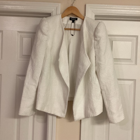 Express White Puff Shoulder Boucle Jacket - Picture 2 of 9